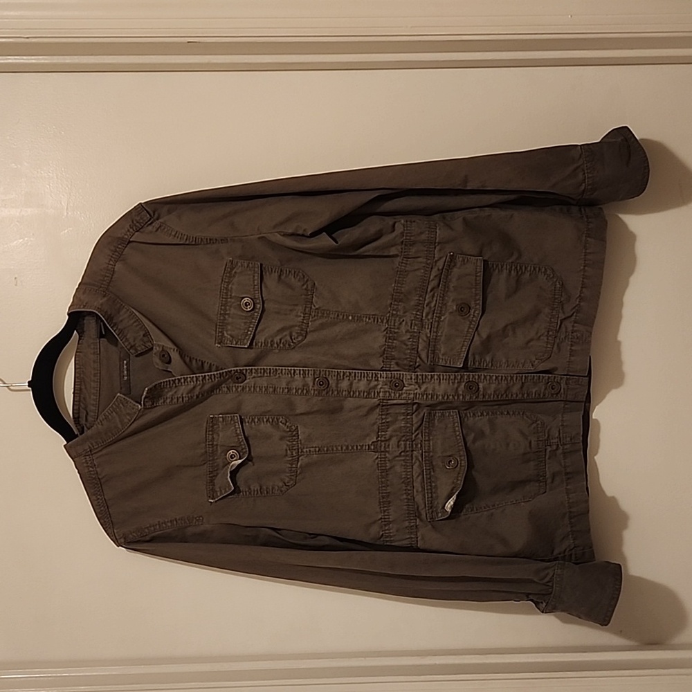 OLIVE GREEN SZ LG, BUTTON UP JACKET, LIZ CLAIBORNE